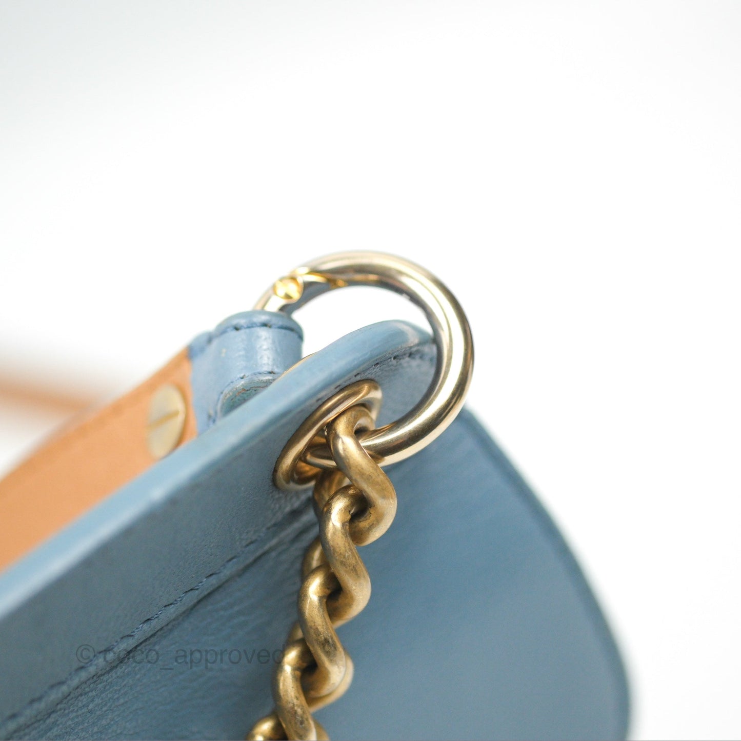 Chanel Curved Flap Bag Blue Lambskin Aged Gold Hardware
