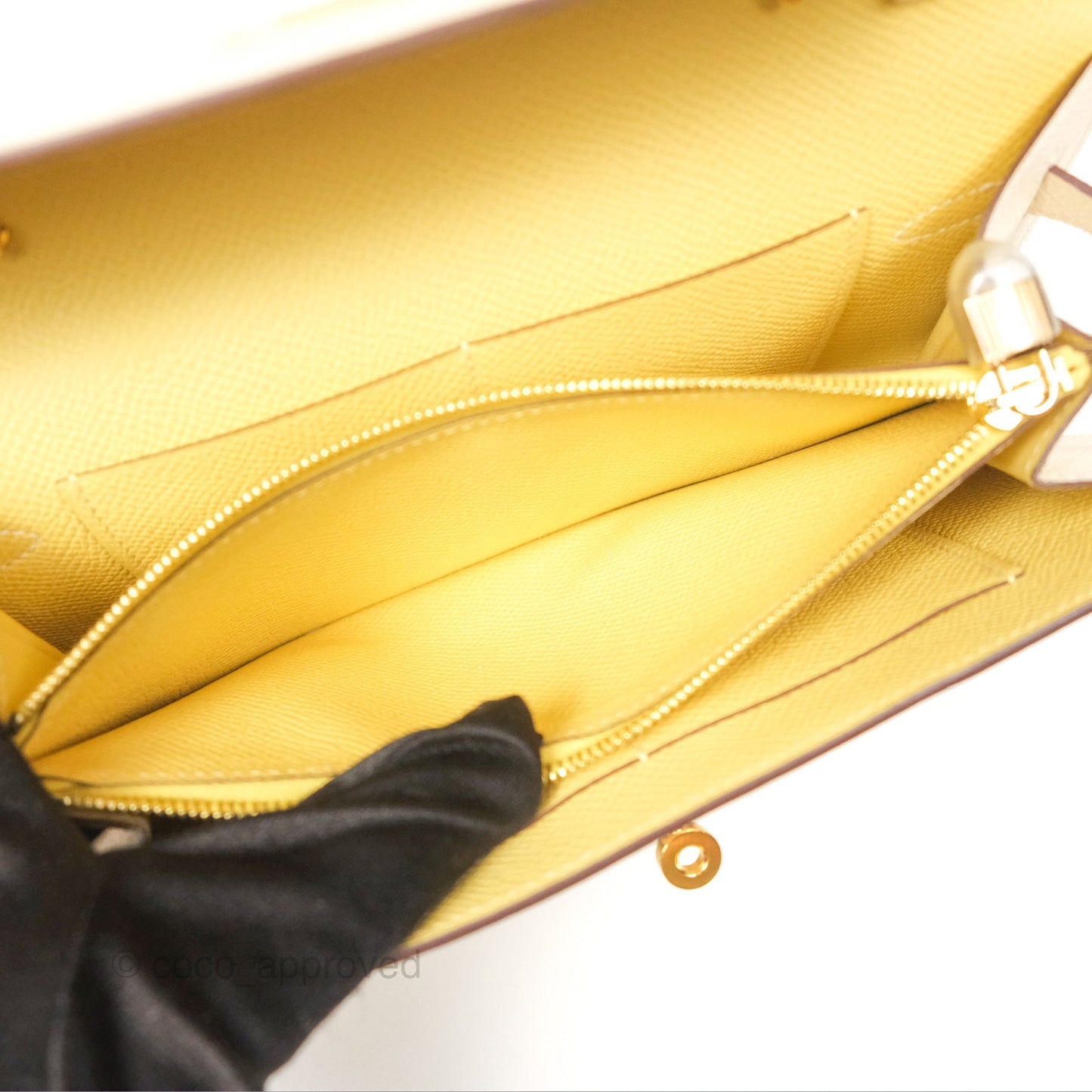 Hermès Kelly To Go Wallet Epsom Nata I2/ Jaune Poussin Gold Hardware