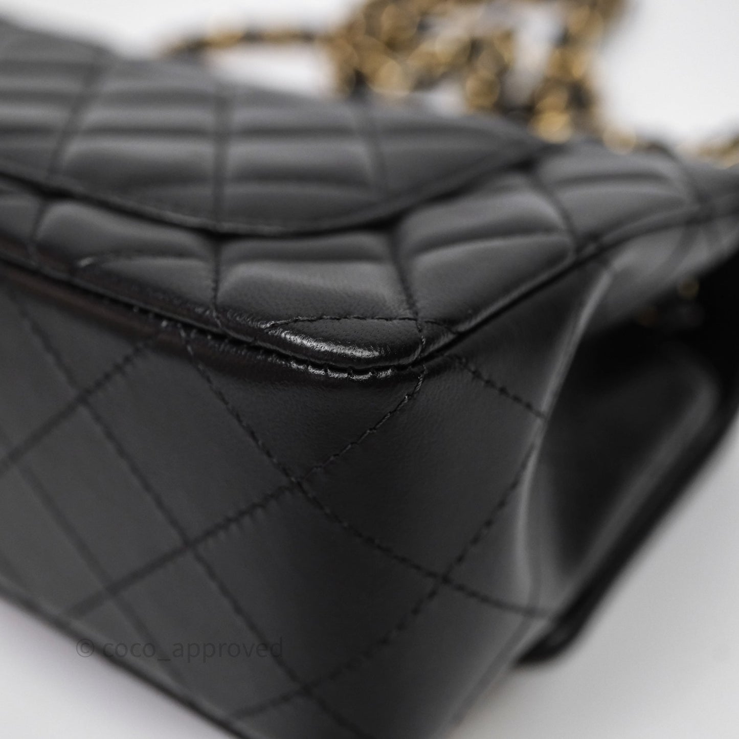 Chanel Quilted Mini Rectangular Black Lambskin Gold Hardware