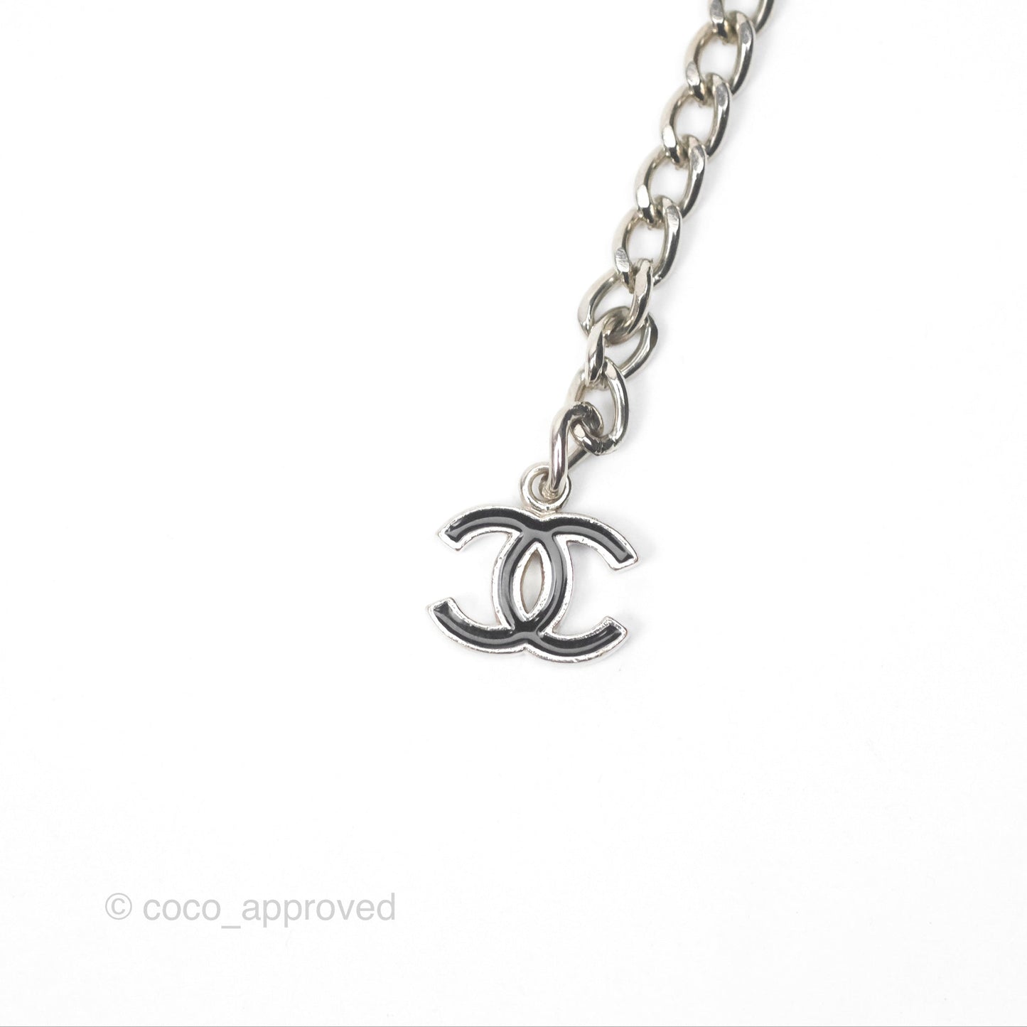 Chanel Black CC Chain Belt Silver Tone 08V