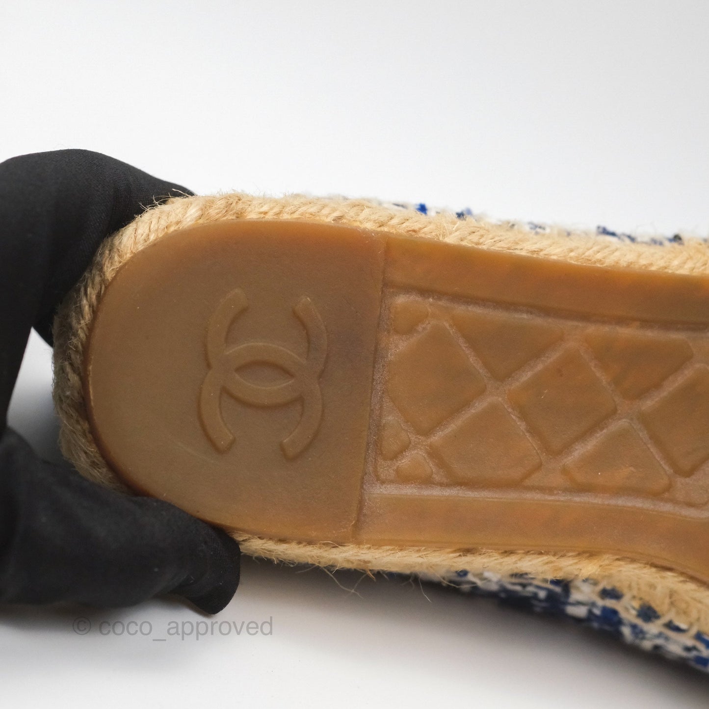 Chanel Espadrille Blue Tweed Size 38
