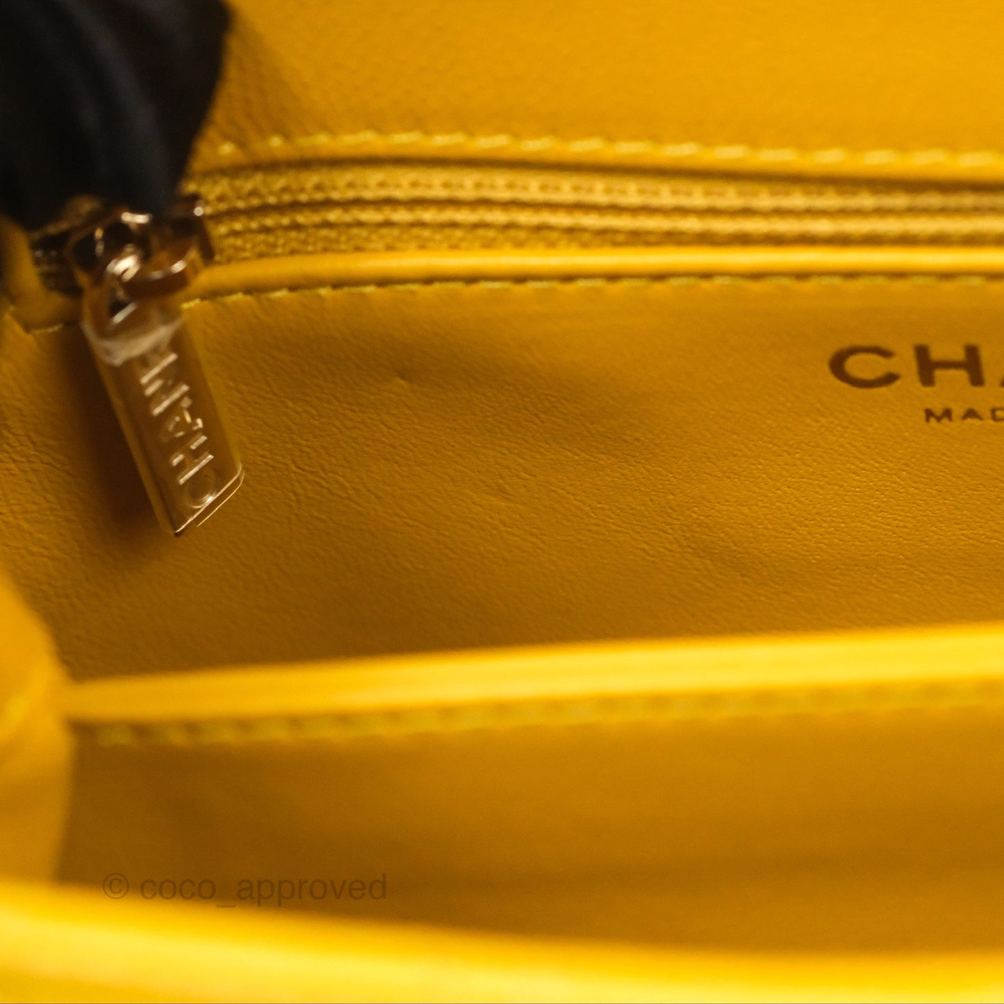 Chanel Small Coco Handle Mustard Yellow Caviar Gold Hardware