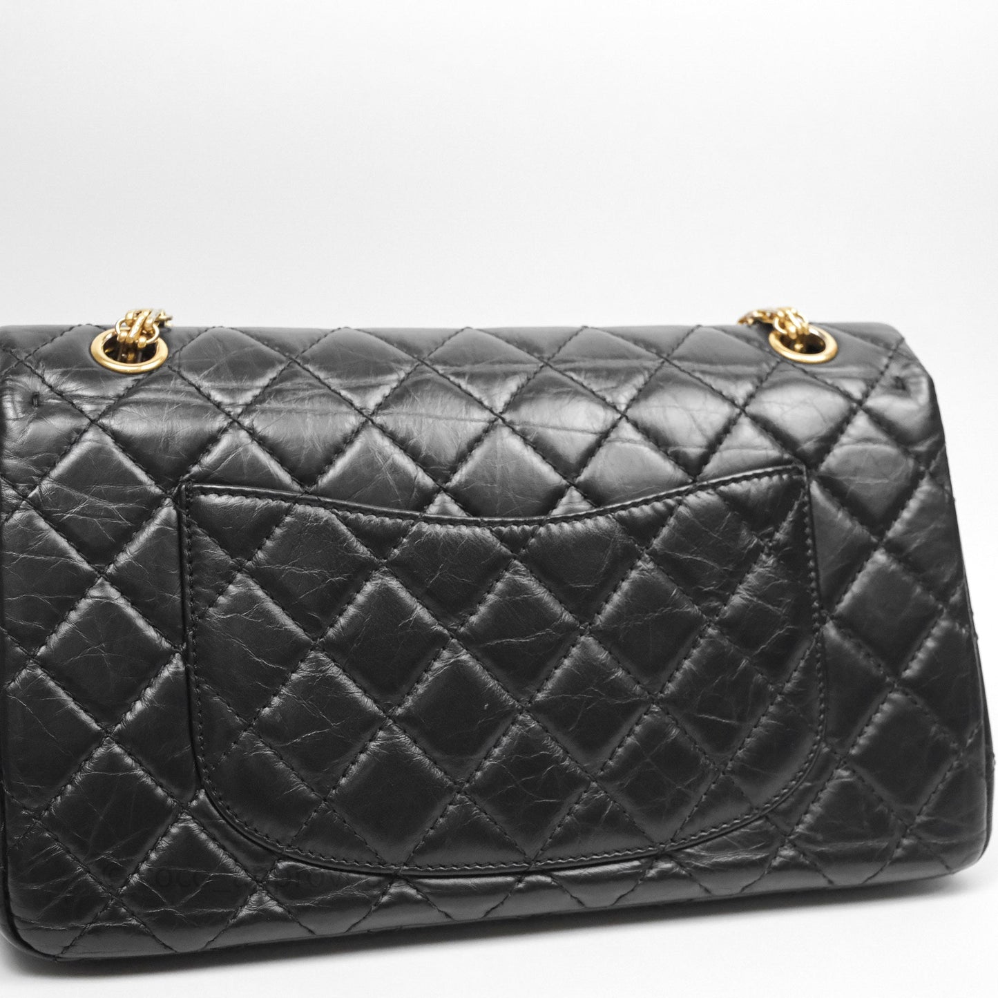 Chanel Quilted 2.55 Reissue 226 Flap Bag Black Aged Calfskin Gold Hardware