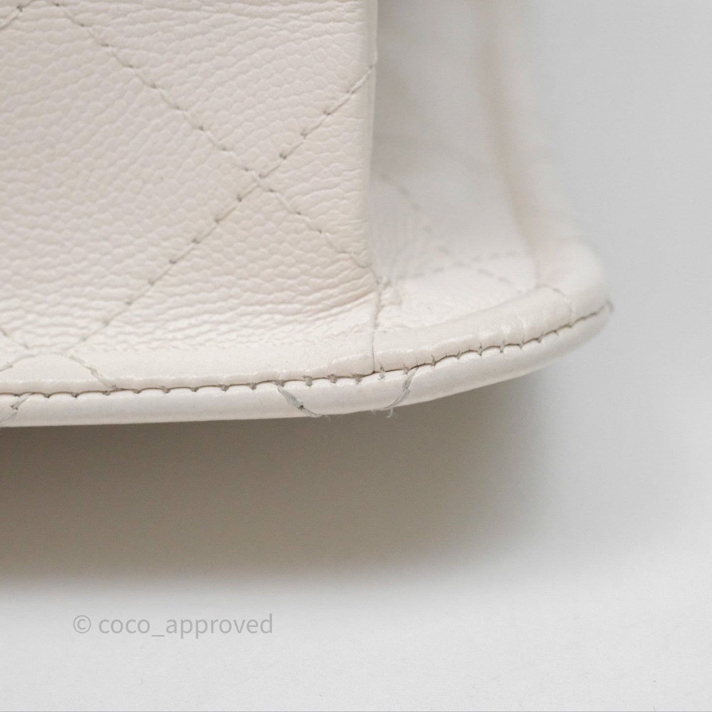 Chanel Large Quilted Sweet Classic Flap White Caviar Aged Gold Hardware