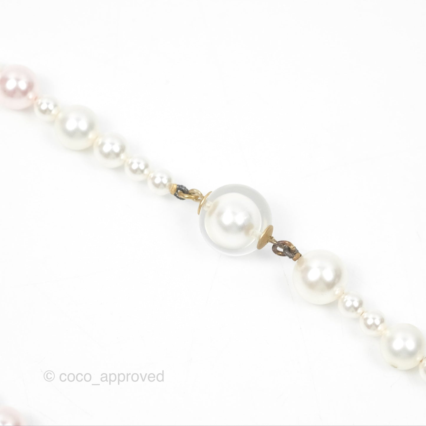 Chanel CC Pearl Double Necklace Gold Tone 17K