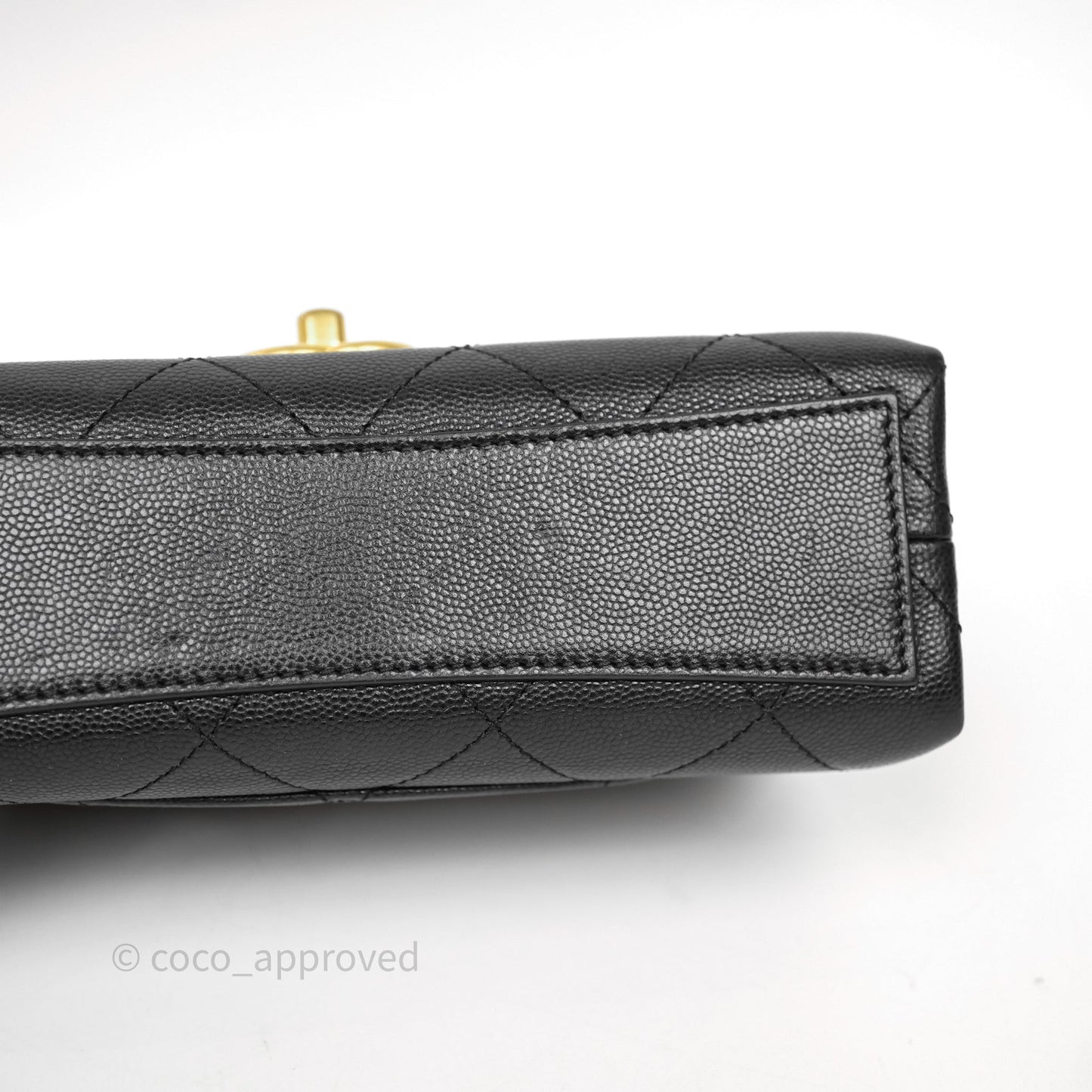 Chanel Mini Bracelet On Chain Flap Bag Flat Quilted Black Caviar Aged Gold Hardware