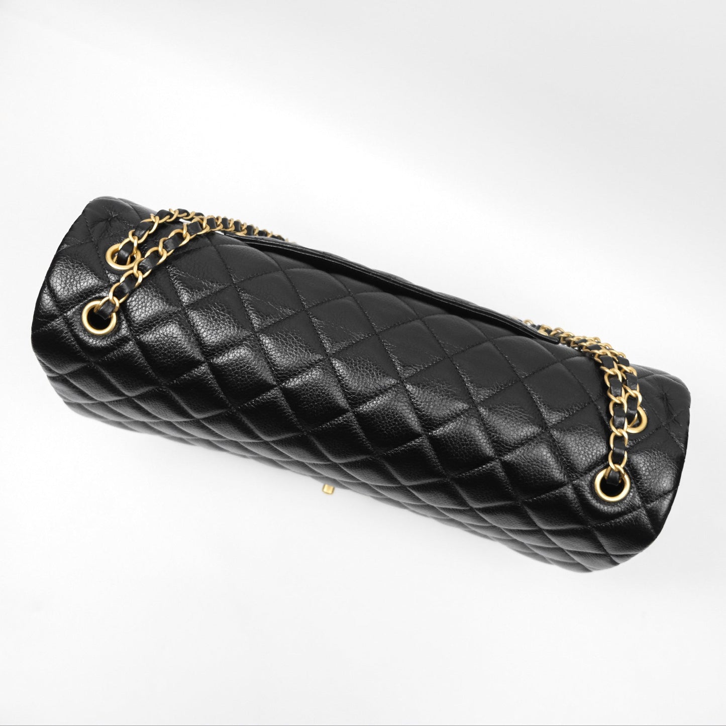 Chanel Quilted XXL Classic Flap Travel Bag Black Caviar Aged Gold Hardware 24C