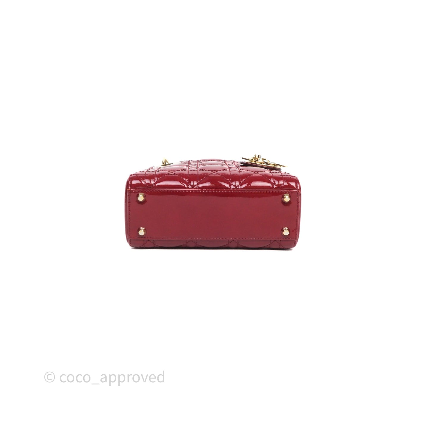 Christian Dior Mini Lady Dior Red Patent Cannage Gold Hardware