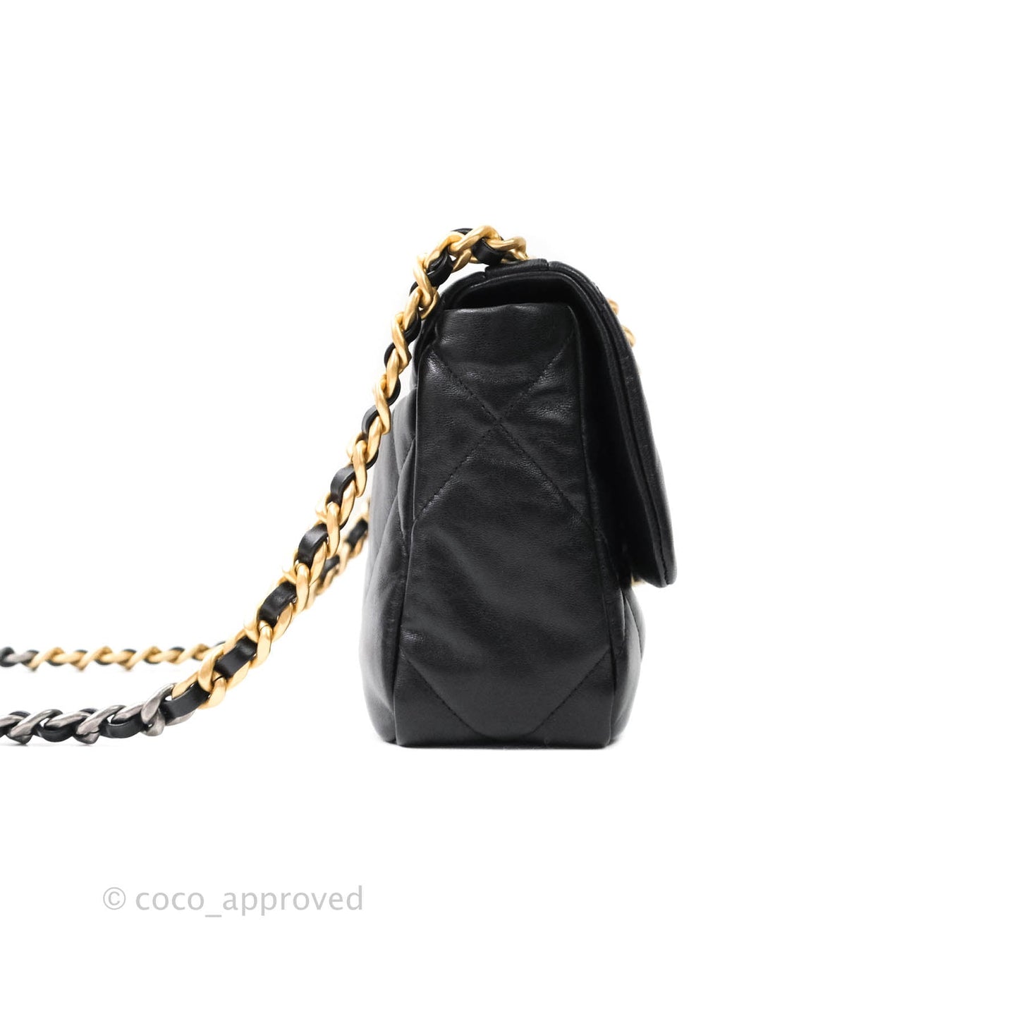 Chanel 19 Small Black Goatskin Mixed Hardware Goatskin