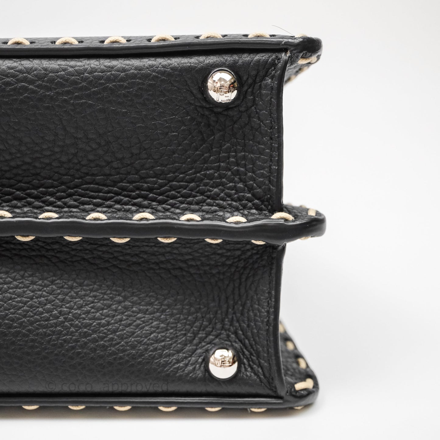 Fendi Peekaboo ISeeU Python Handle Handbag Black Calfskin Silver Hardware
