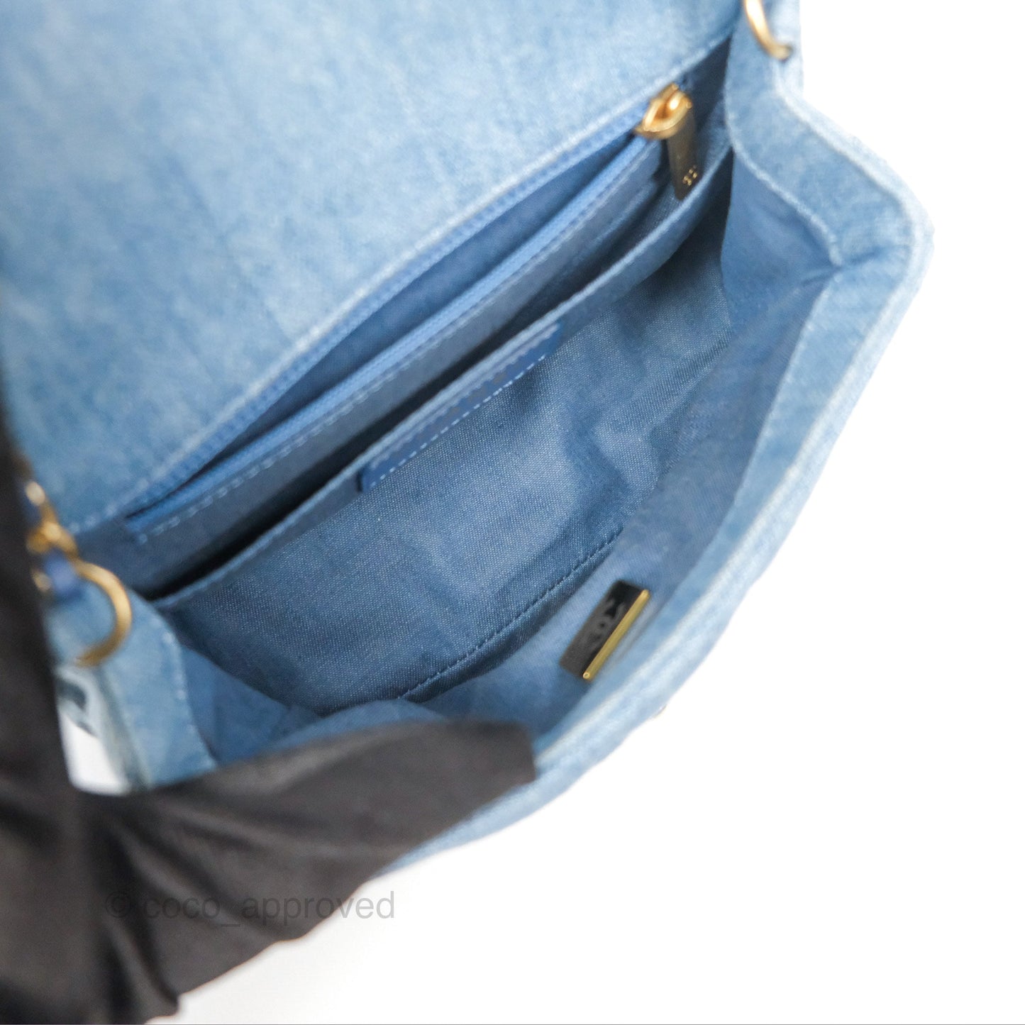 Chanel Mini Square Pearl Crush Quilted Denim Aged Gold Hardware