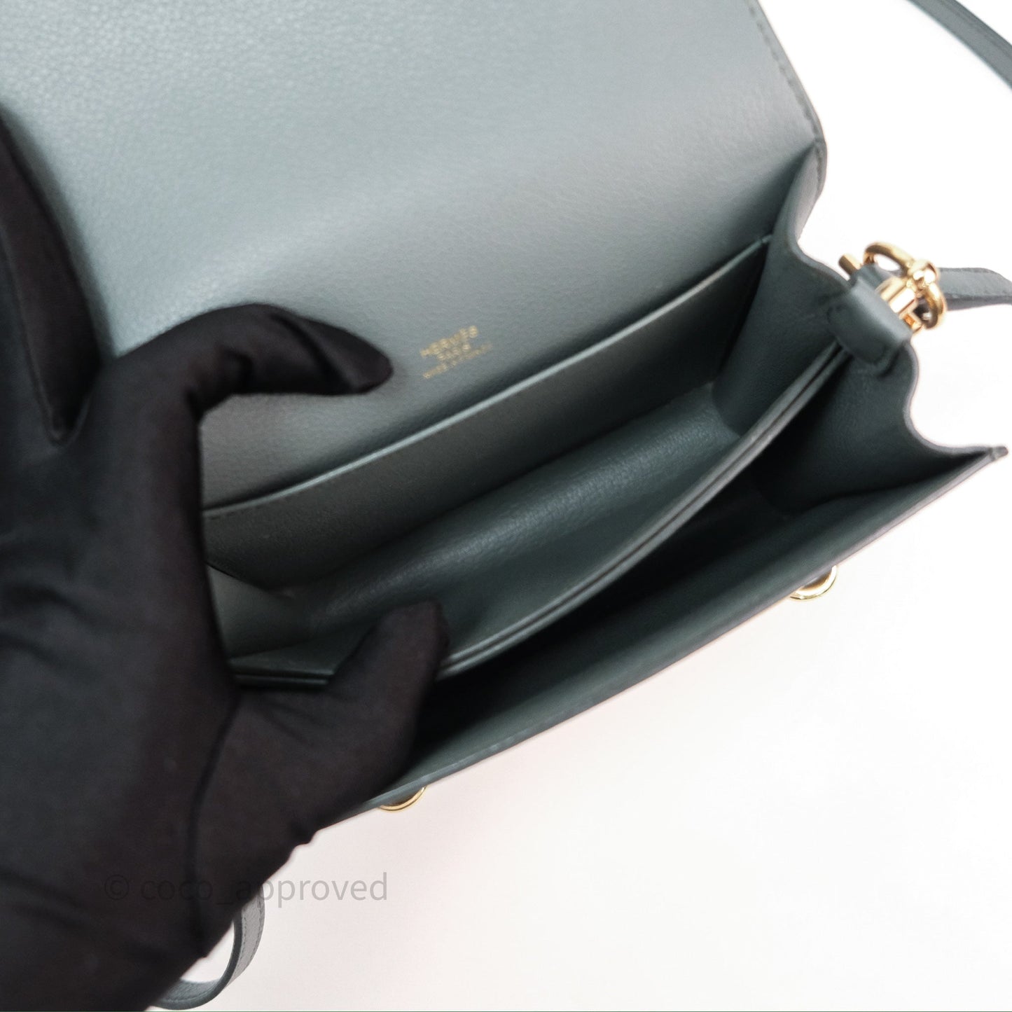 Hermès Roulis Mini 18 Vert Amancde 63 Evercolor Gold Hardware