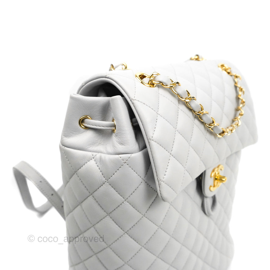 Chanel Large Quilted Urban Spirit Backpack Grey Gold Hardware