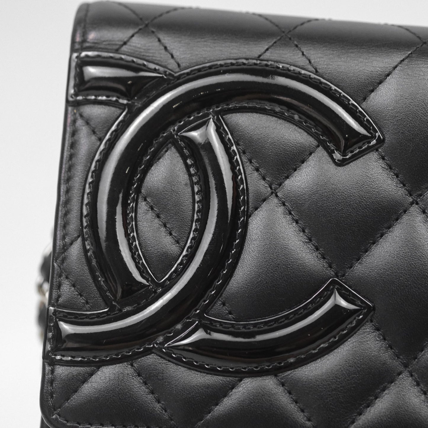 Chanel Quilted Cambon Wallet on Chain WOC Black Calfskin Silver Hardware
