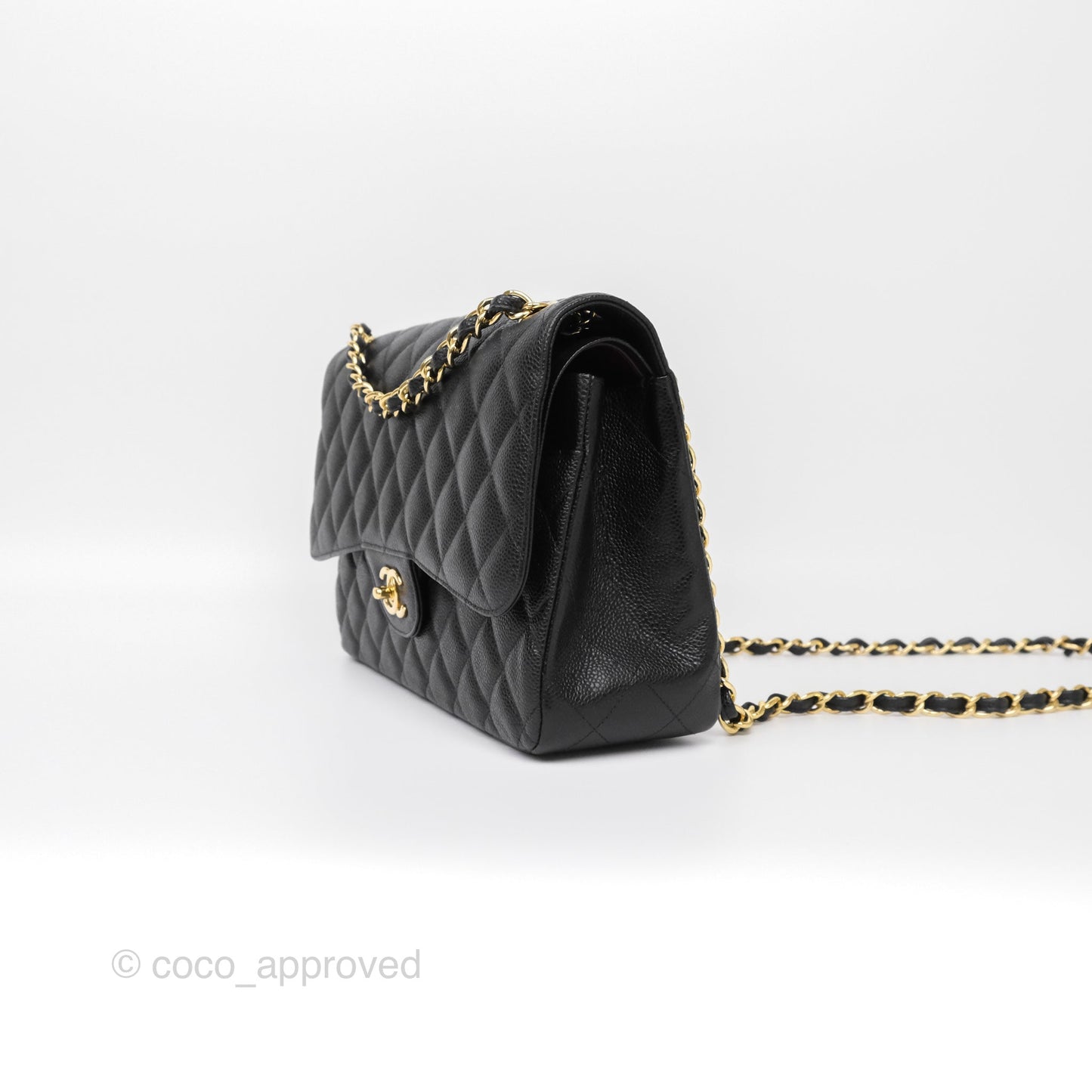 Chanel Jumbo Double Flap Black Caviar Gold Hardware⁣⁣