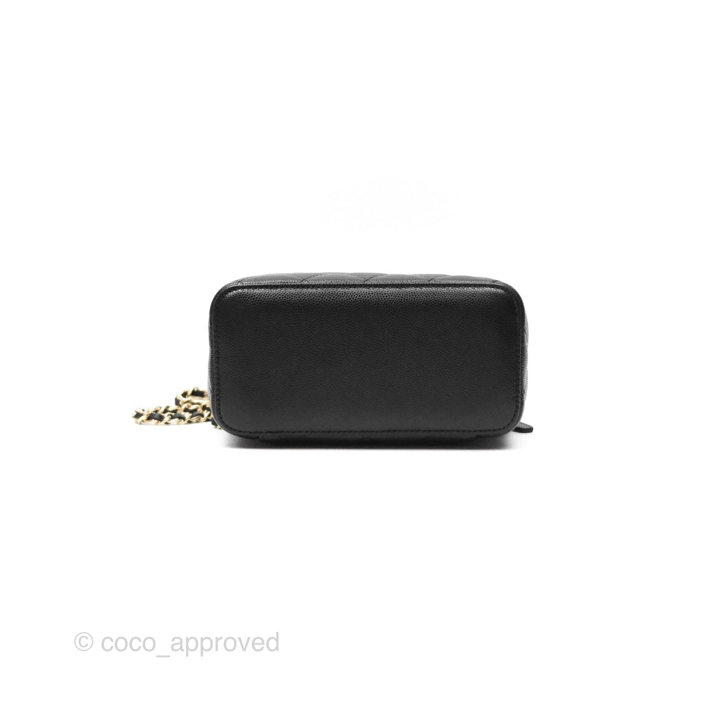 Chanel Vanity Rectangular With Chain Black Caviar Gold Hardware