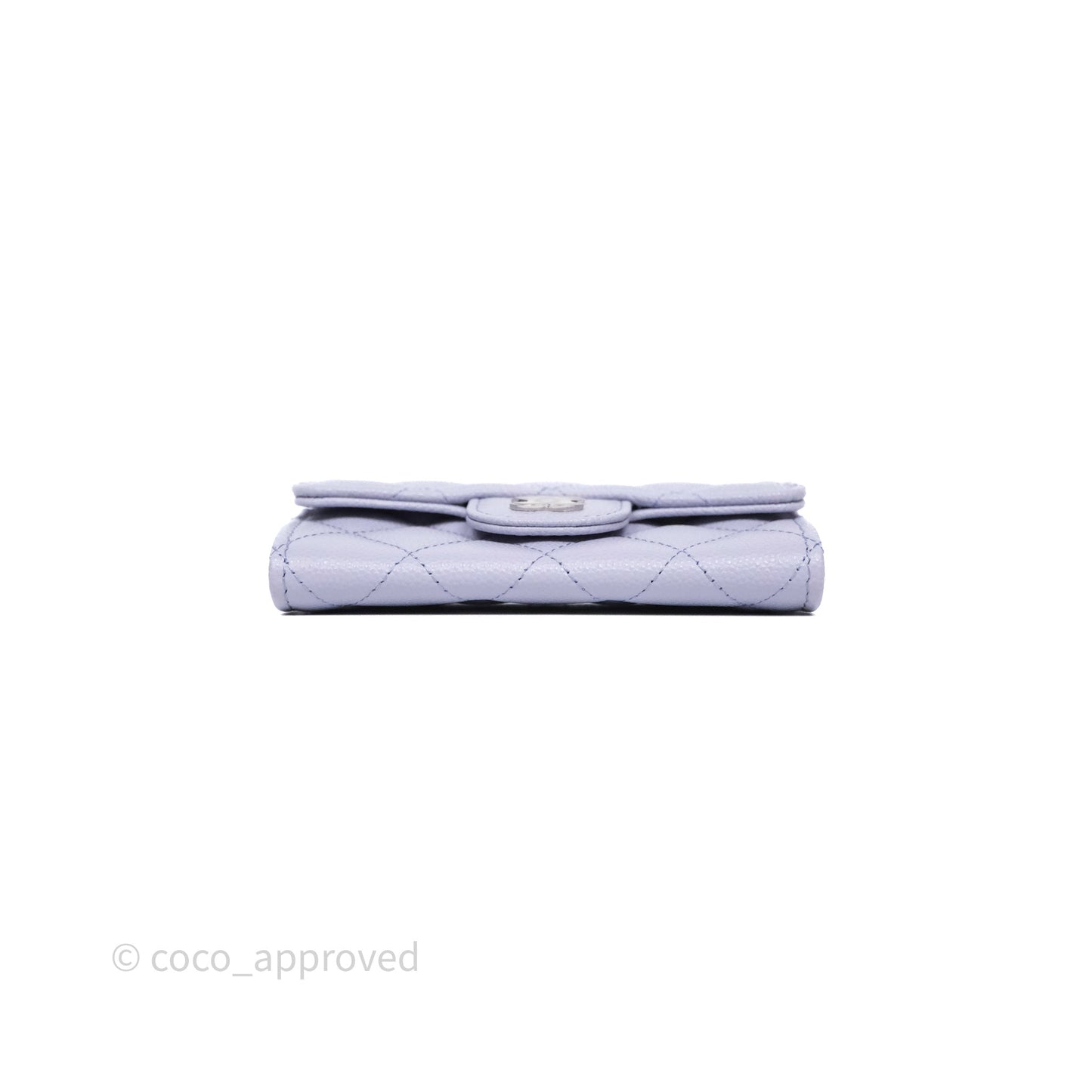 Chanel Quilted Flap Card Holder Lilac Caviar Silver Hardware
