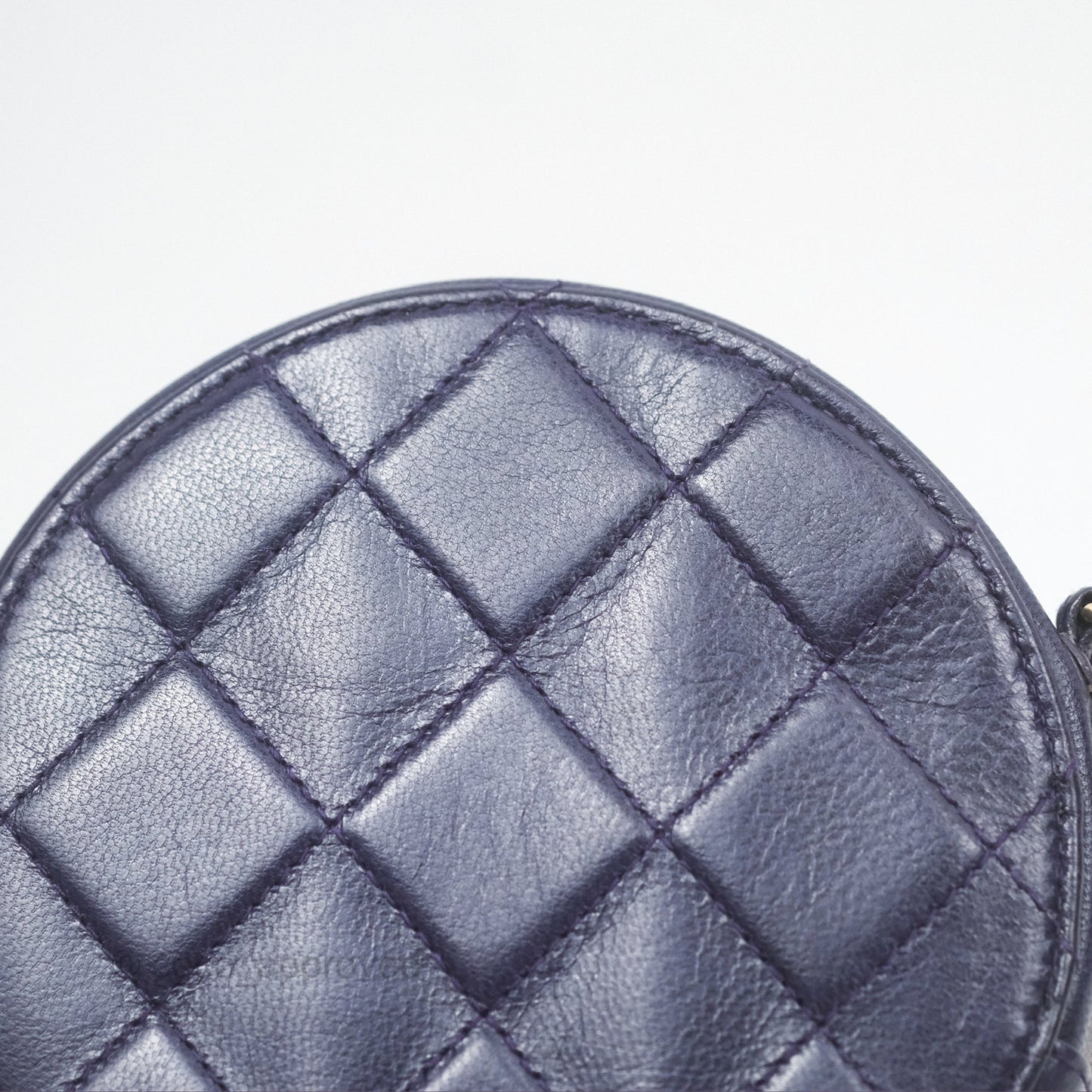 Chanel Quilted Round Clutch with Chain Dark Purple Calfskin Gold Hardware