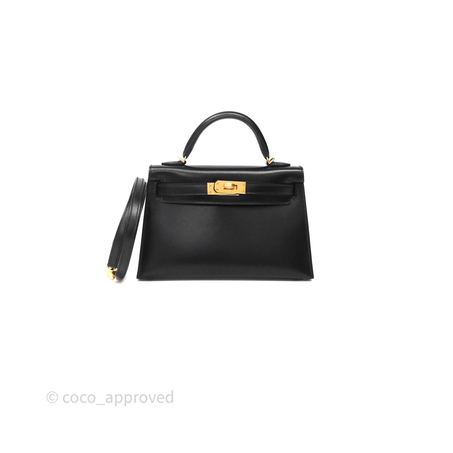 Hermès Mini Kelly II Black Noir 89 Box Leather Gold Hardware