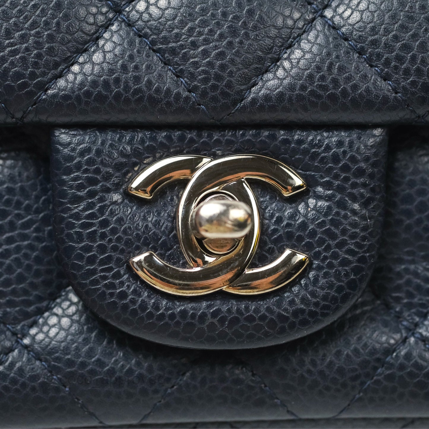 Chanel Quilted Mini Rectangular Flap Navy Caviar Silver Hardware