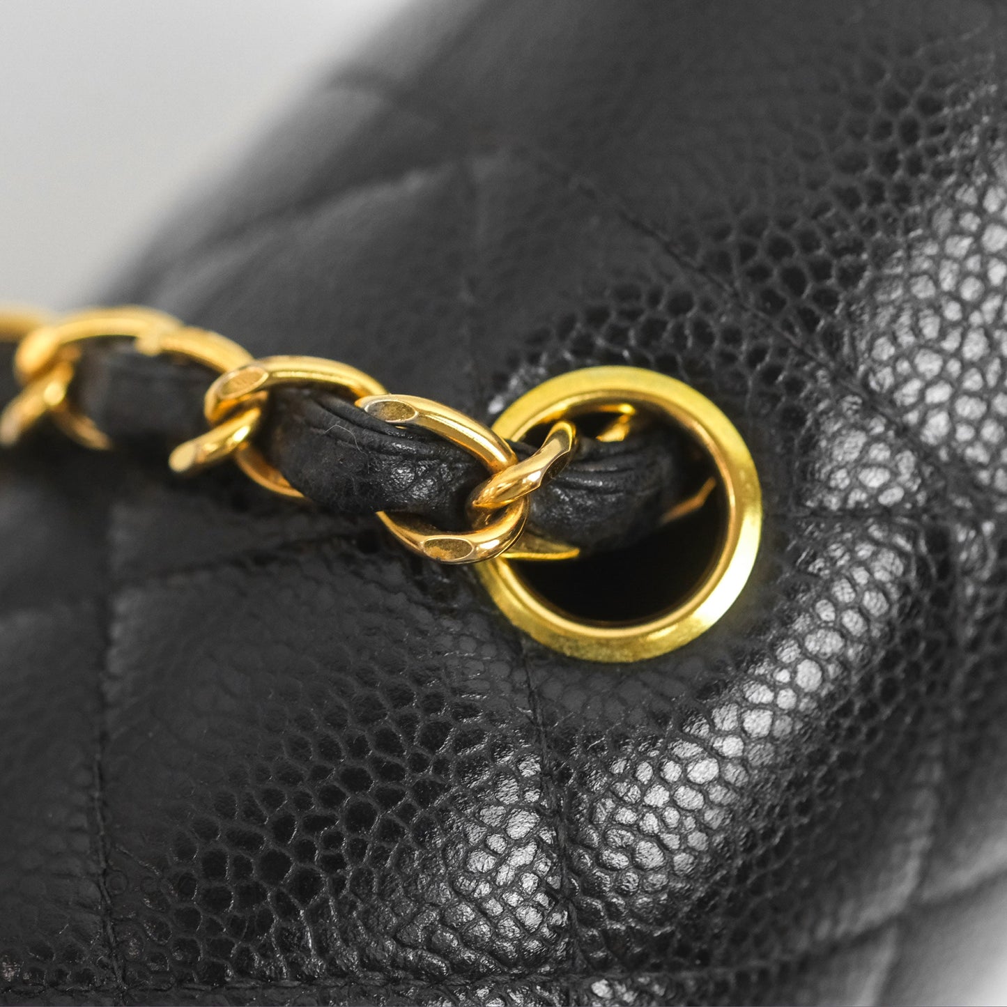Chanel Small Vintage Quilted Classic Diana Flap Bag Black Caviar 24K Gold Hardware