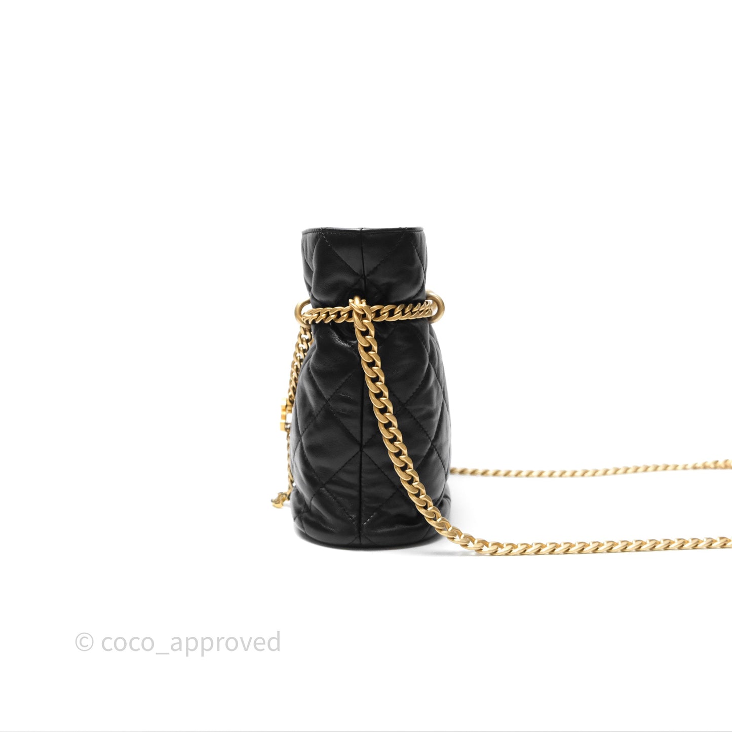 Chanel Enamel CC Bucket Bag Black Lambskin Gold Hardware 22P