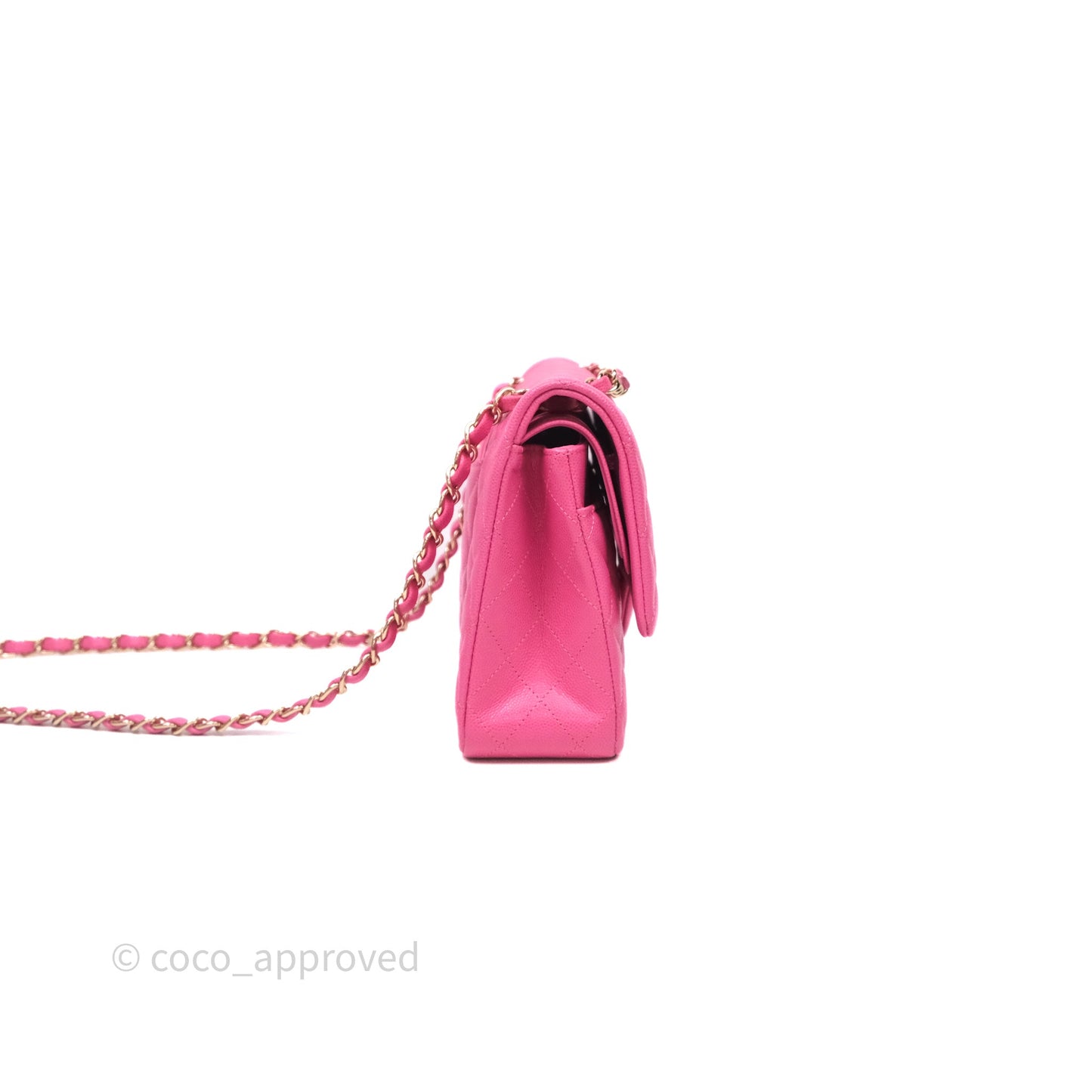 Chanel Classic M/L Medium Flap Quilted Hot Pink Caviar Gold Hardware