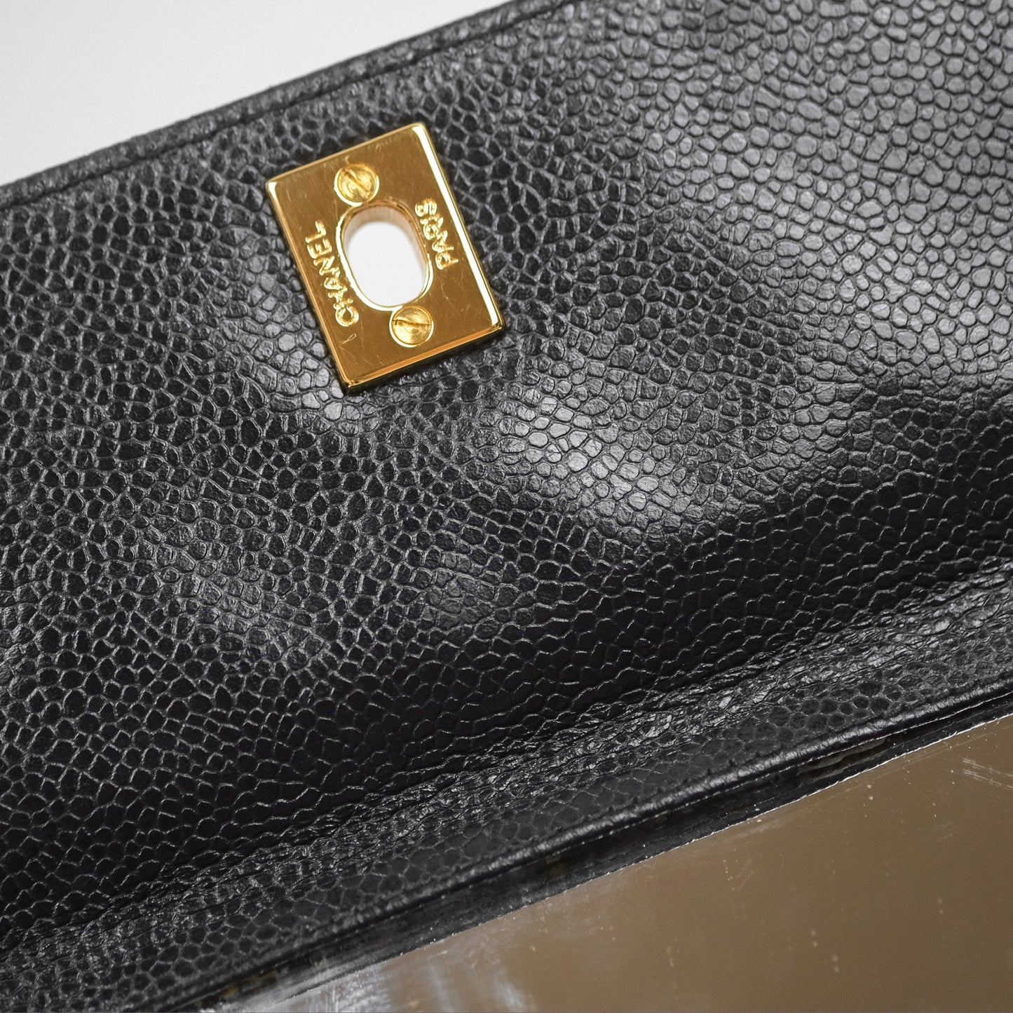 Chanel Vintage Quilted Shoulder Bag Black Caviar 24K Gold Hardware