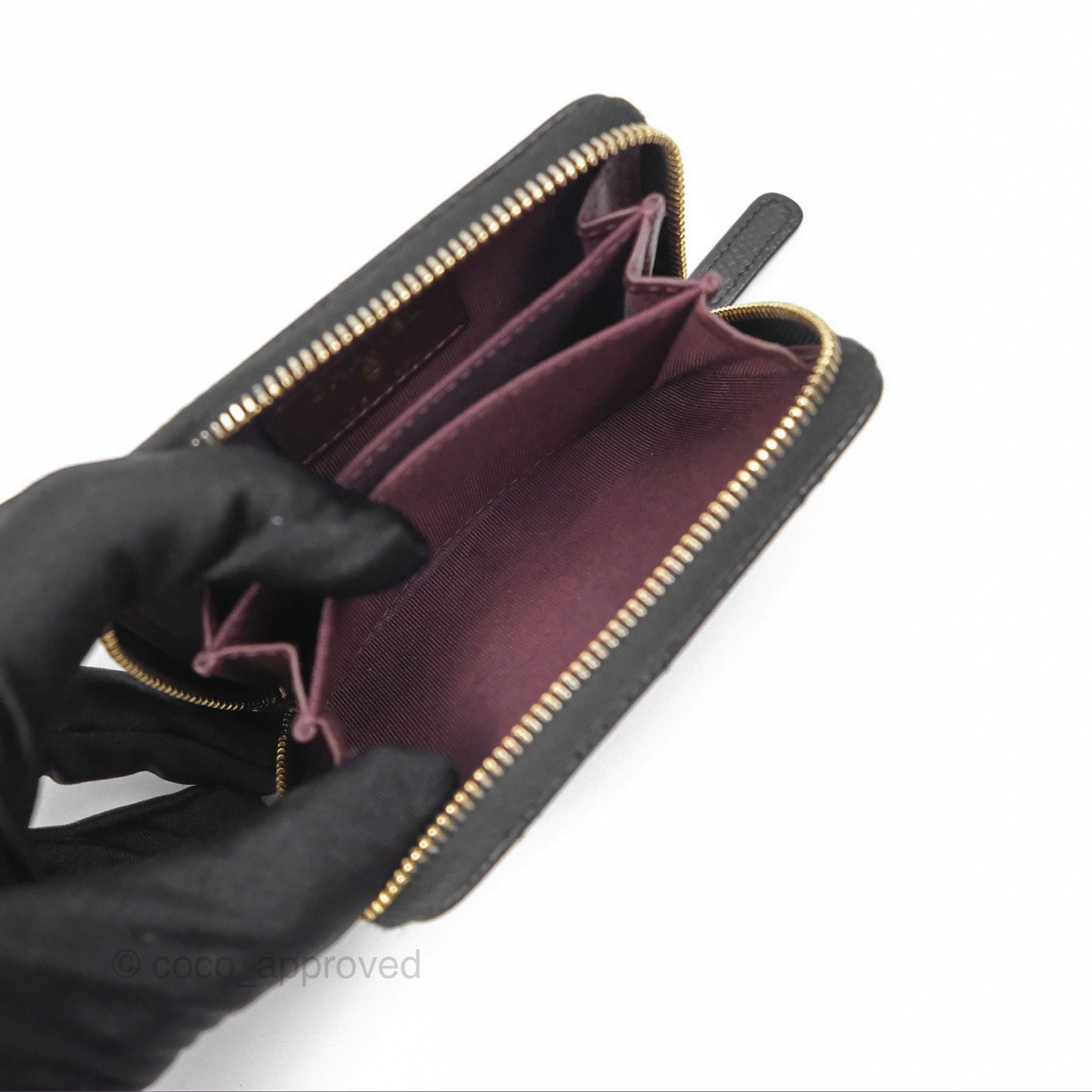 Chanel Classic Zipped Coin Purse Black Caviar Gold Hardware