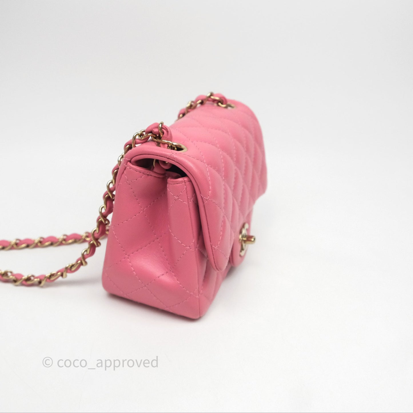Chanel Mini Square Flap Quilted Pink Lambskin Gold Hardware