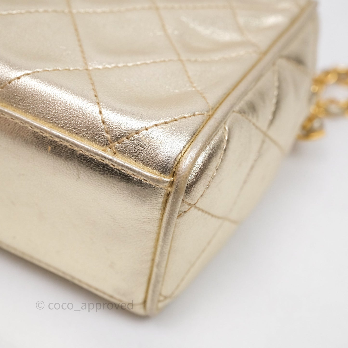 Chanel Vintage Camera Bag Gold Lambskin Gold Hardware