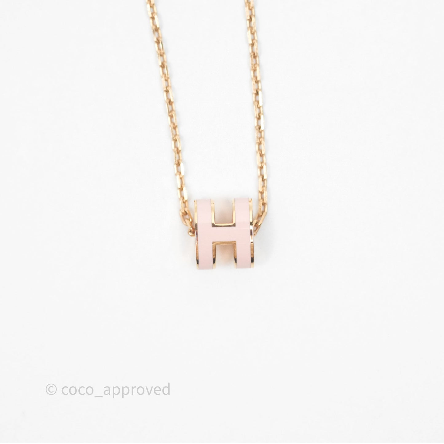 Hermès Mini Pop H Rose Dragee Pendant Necklace Rose Gold Hardware
