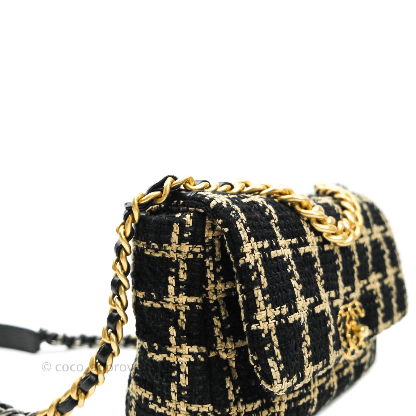 Chanel 19 Small Tweed Black and Gold Mixed Hardware