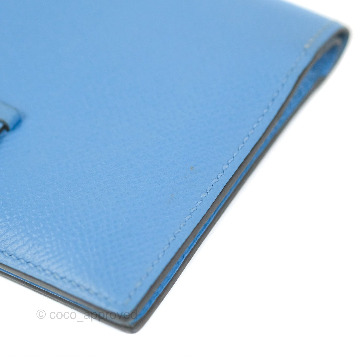 Hermes Bearn Compact Wallet Blue Epsom Palladium Hardware