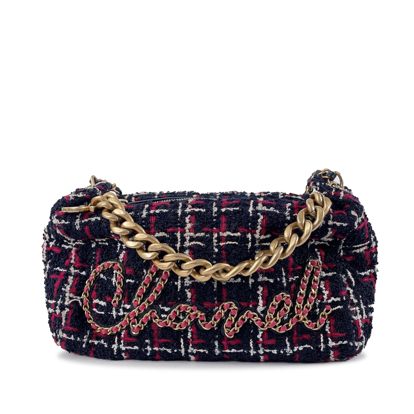 Luxury Chanel Signature Tweed Chain Hobo Satchel