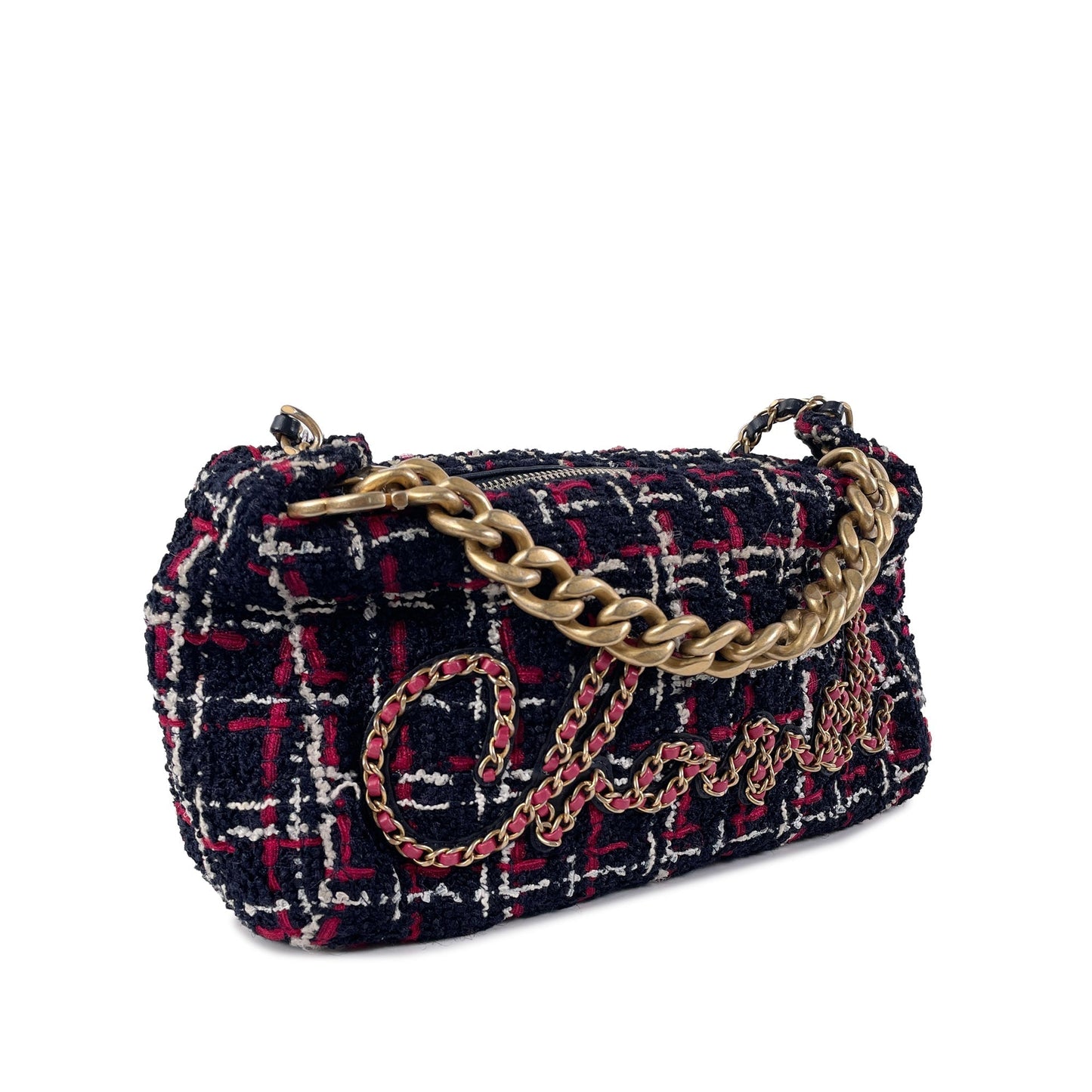 Luxury Chanel Signature Tweed Chain Hobo Satchel