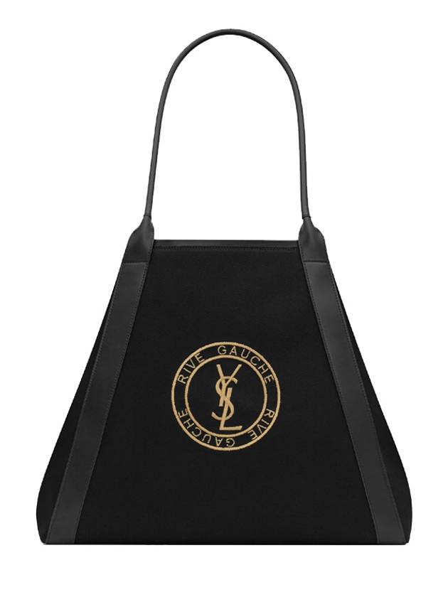 Luxury Saint Laurent Rive Gauche Canvas Tote Bag Black