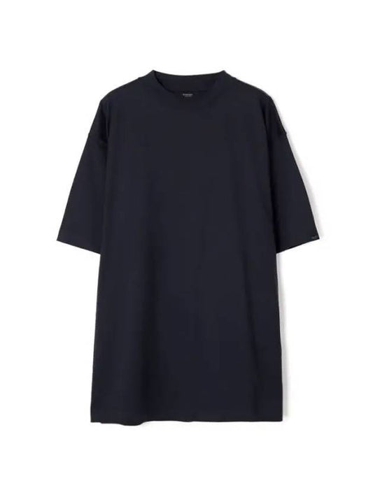 Luxury Balenciaga Cotton Crew Neck Short Sleeve T-Shirt Navy