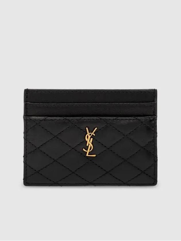 Luxury Saint Laurent Gabi Quilted Lambskin Card Wallet Black