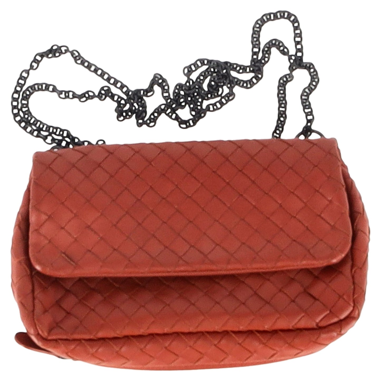 Luxury Bottega Veneta Baby Olimpia Shoulder Bag in Orange Nappa leather