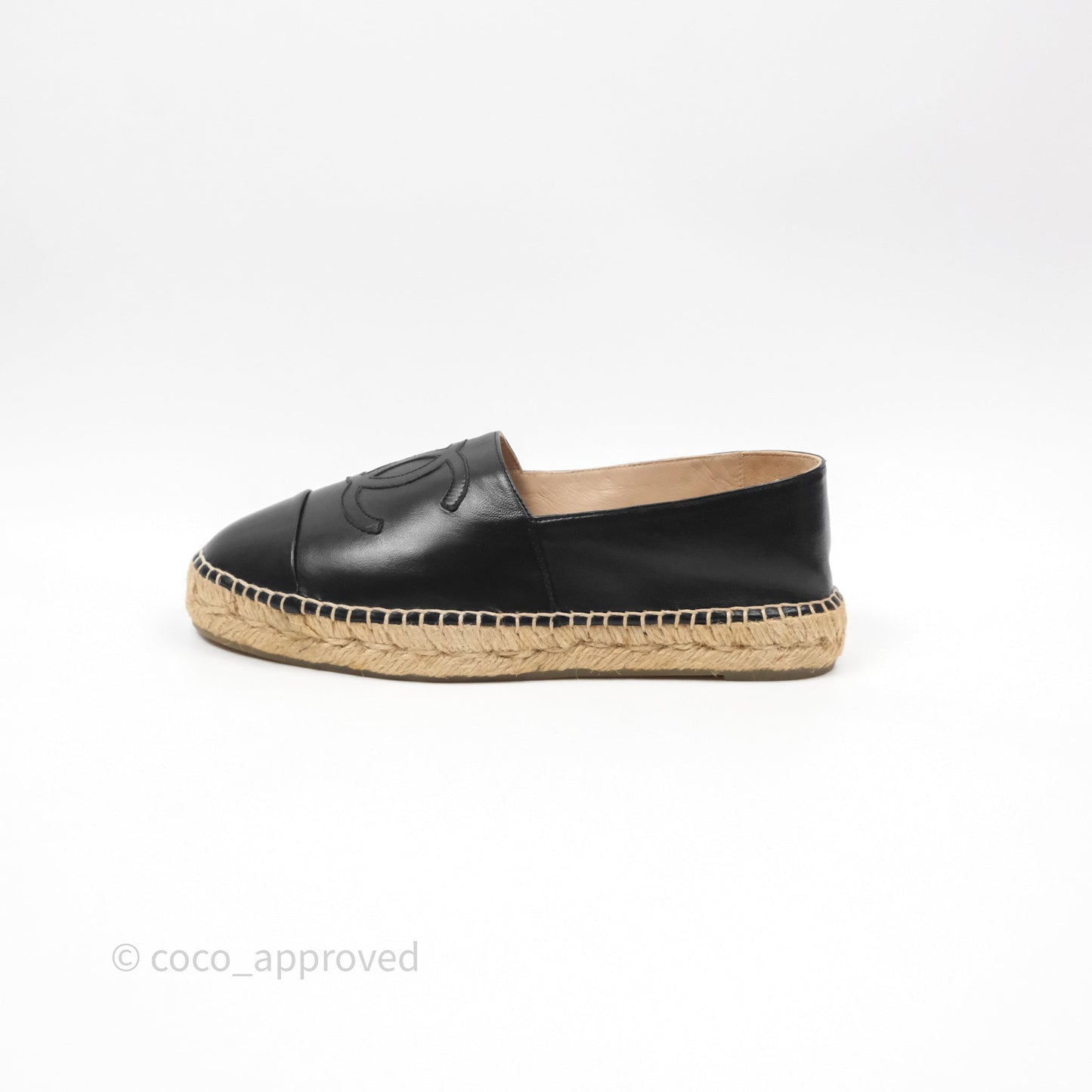 Chanel Espadrille Black Leather Size 38