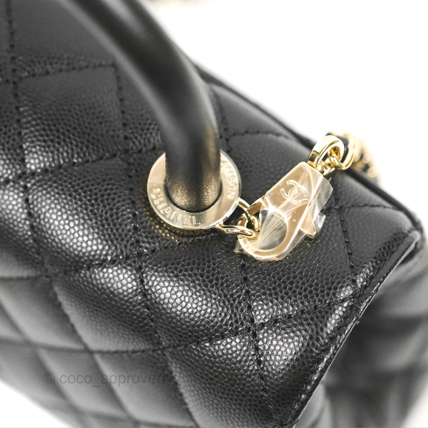 Chanel Small Quilted Coco Handle Black Caviar Gold Hardware