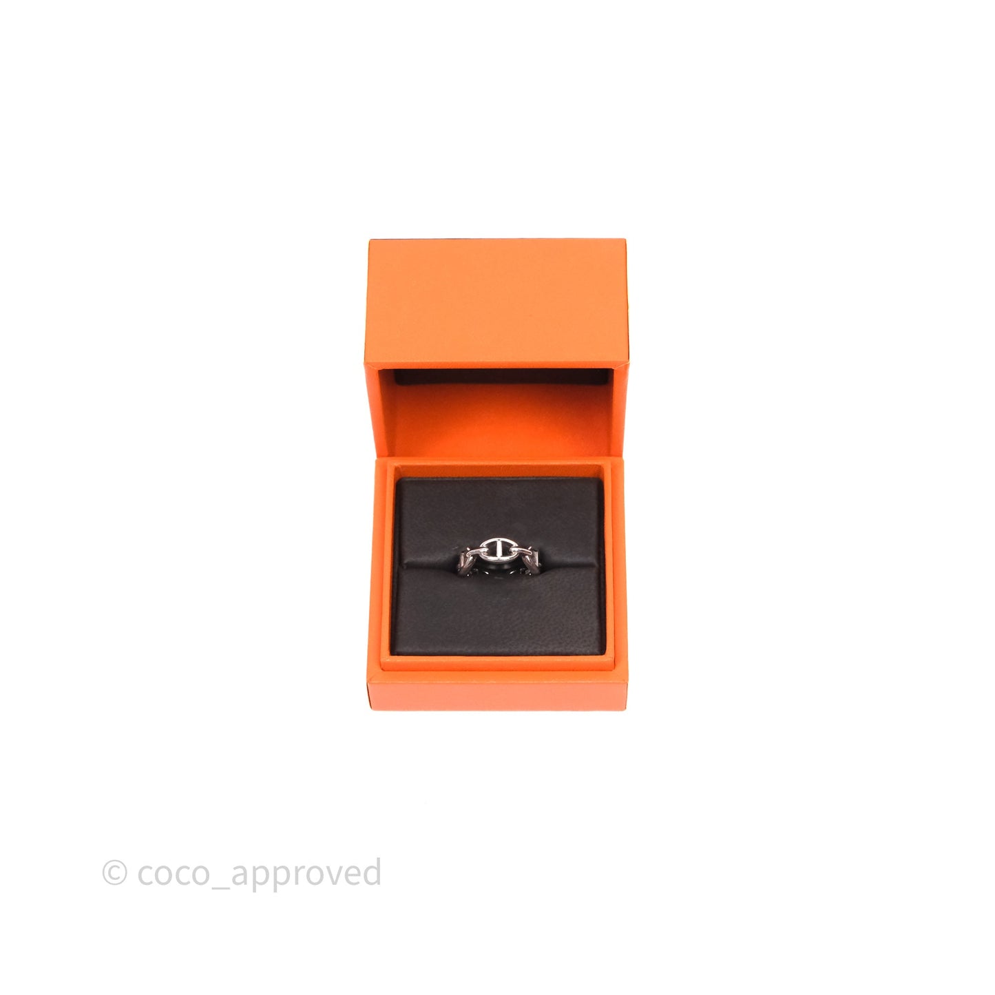 Hermès Sterling Silver PM Chaine d'Ancre Enchainee Band Ring Size 53