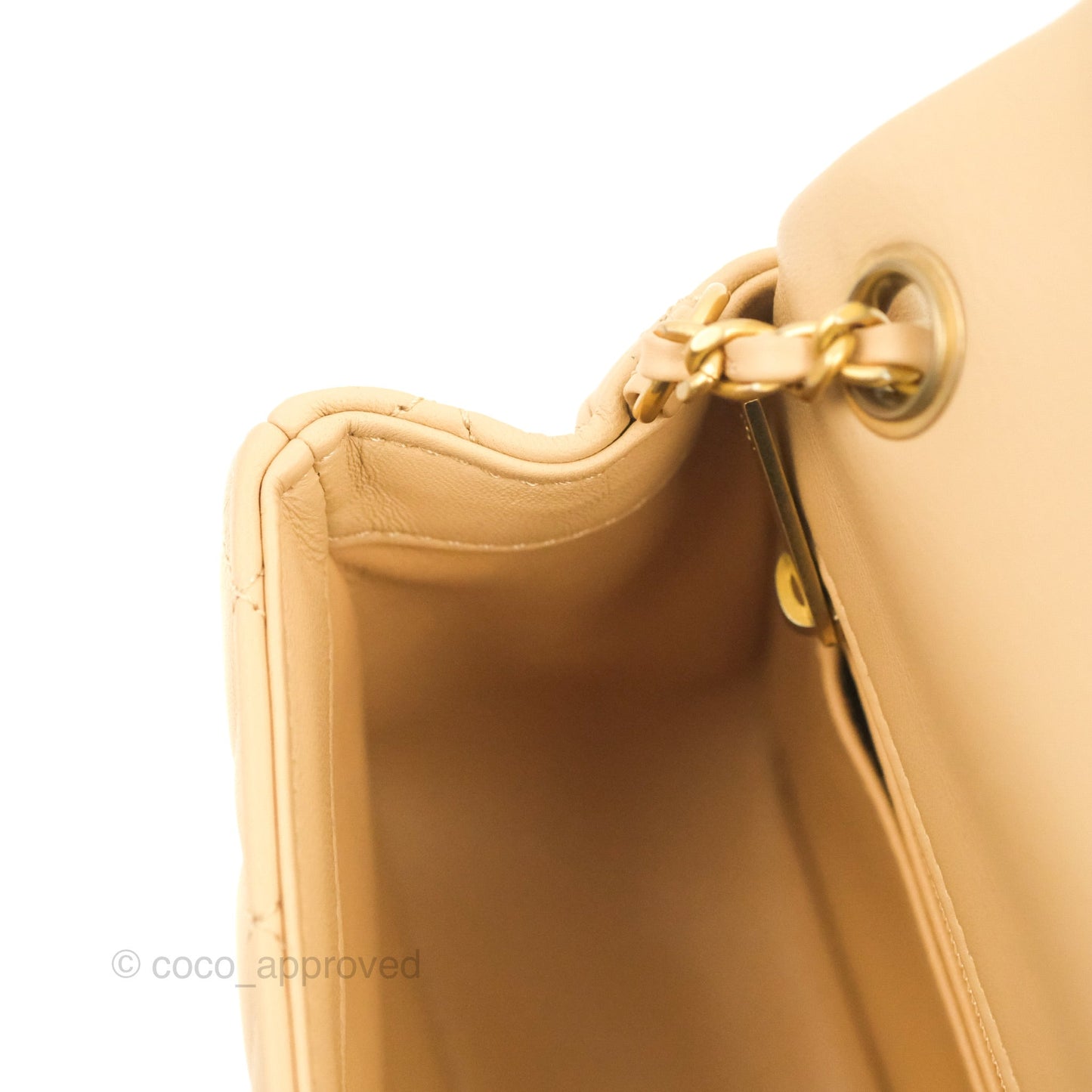 Chanel Mini Rectangular Pearl Crush Beige Lambskin Aged Gold Hardware