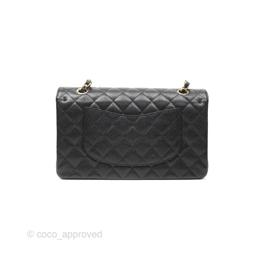 Chanel Classic M/L Medium Flap Quilted Black Caviar Gold Hardware