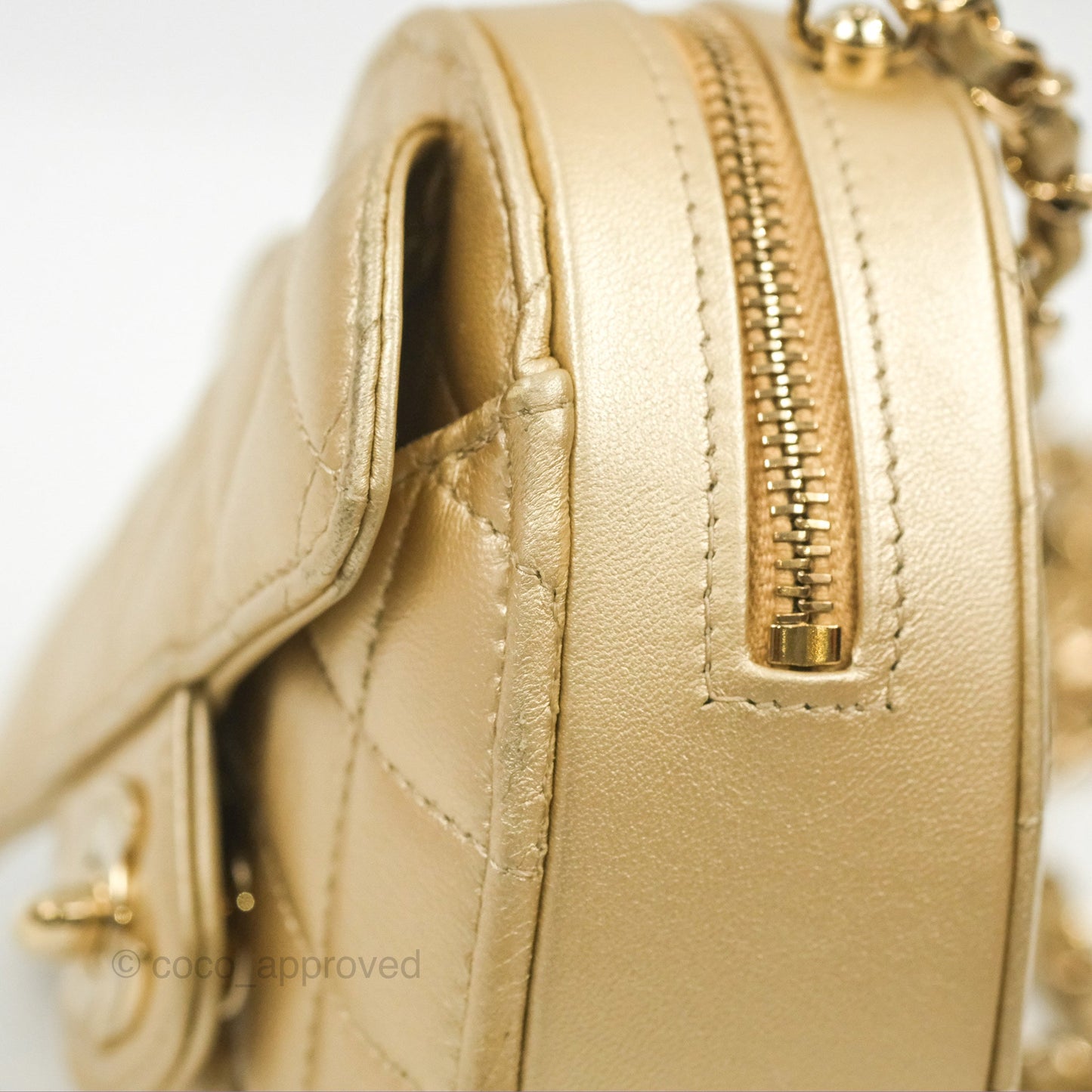 Chanel Small Heart Bag Iridescent Gold Lambskin Gold Hardware 22S