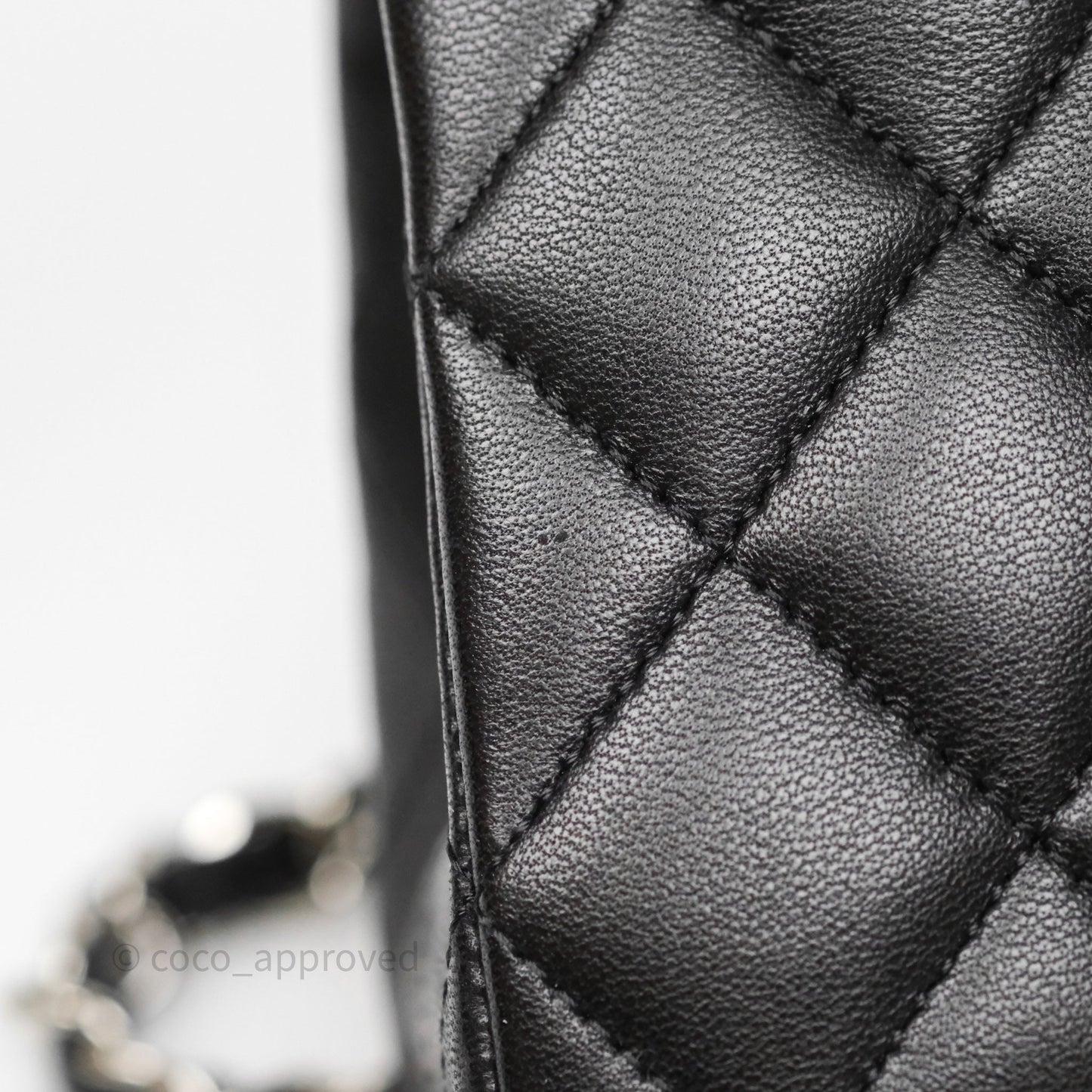 Chanel Classic M/L Medium Flap Quilted Black Lambskin Silver Hardware