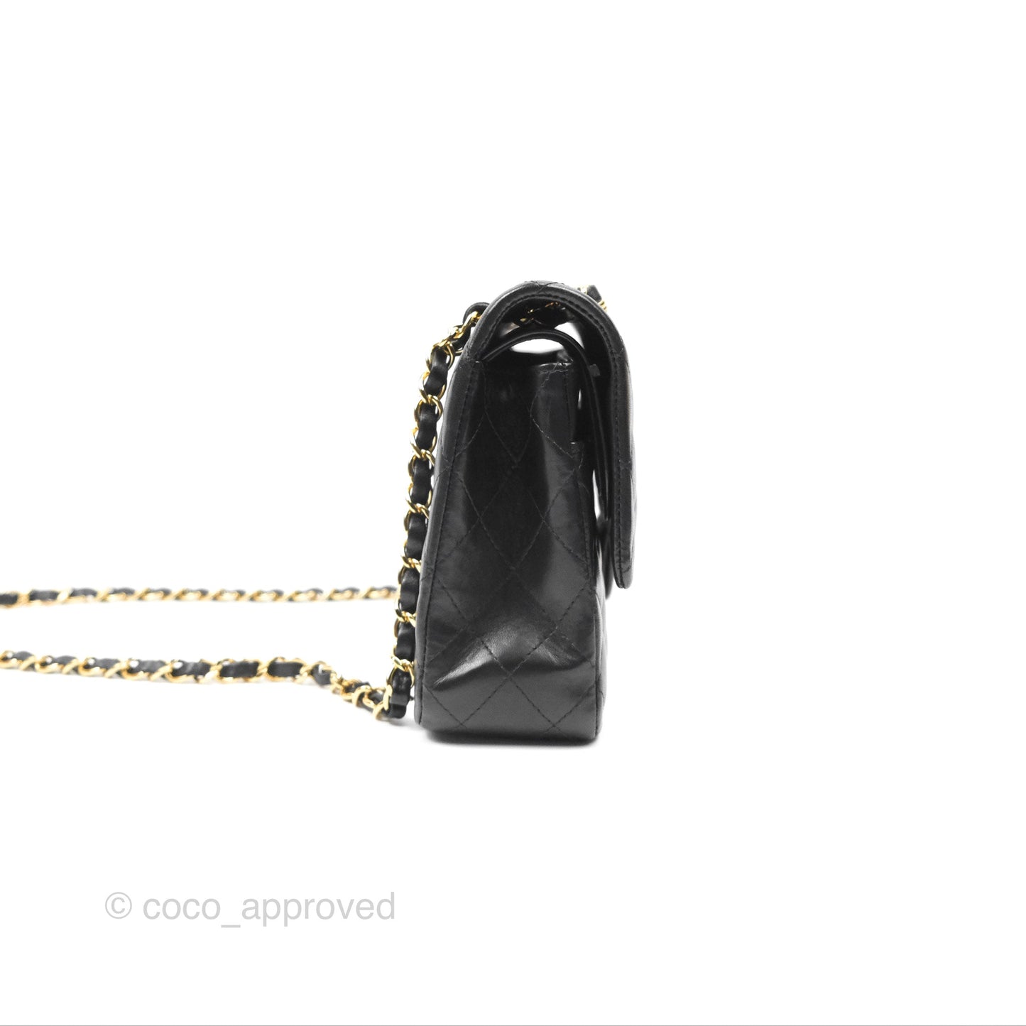 Chanel Classic M/L Medium Flap Quilted Black Lambskin Gold Hardware