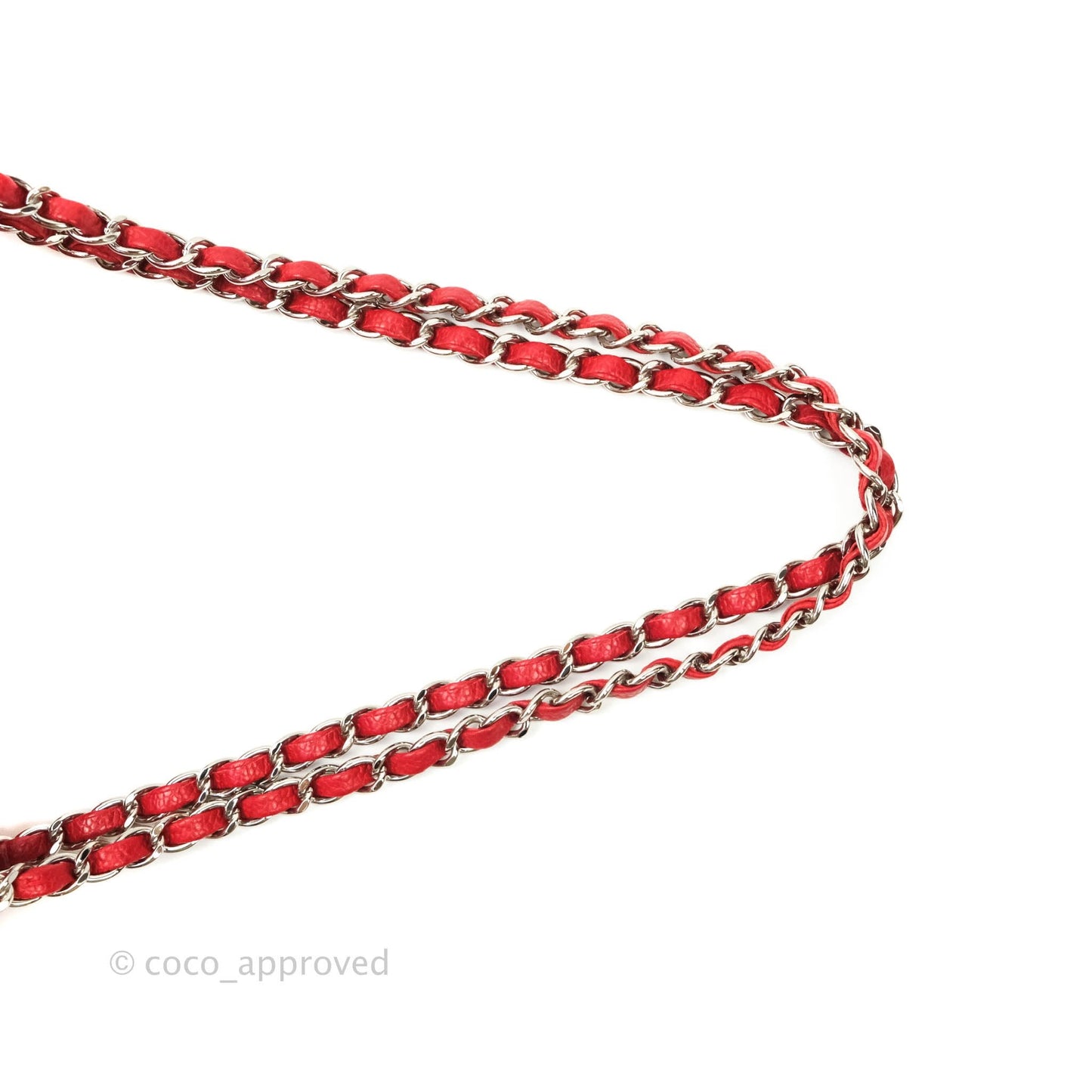 Chanel Classic M/L Medium Double Flap Red Caviar Silver Hardware