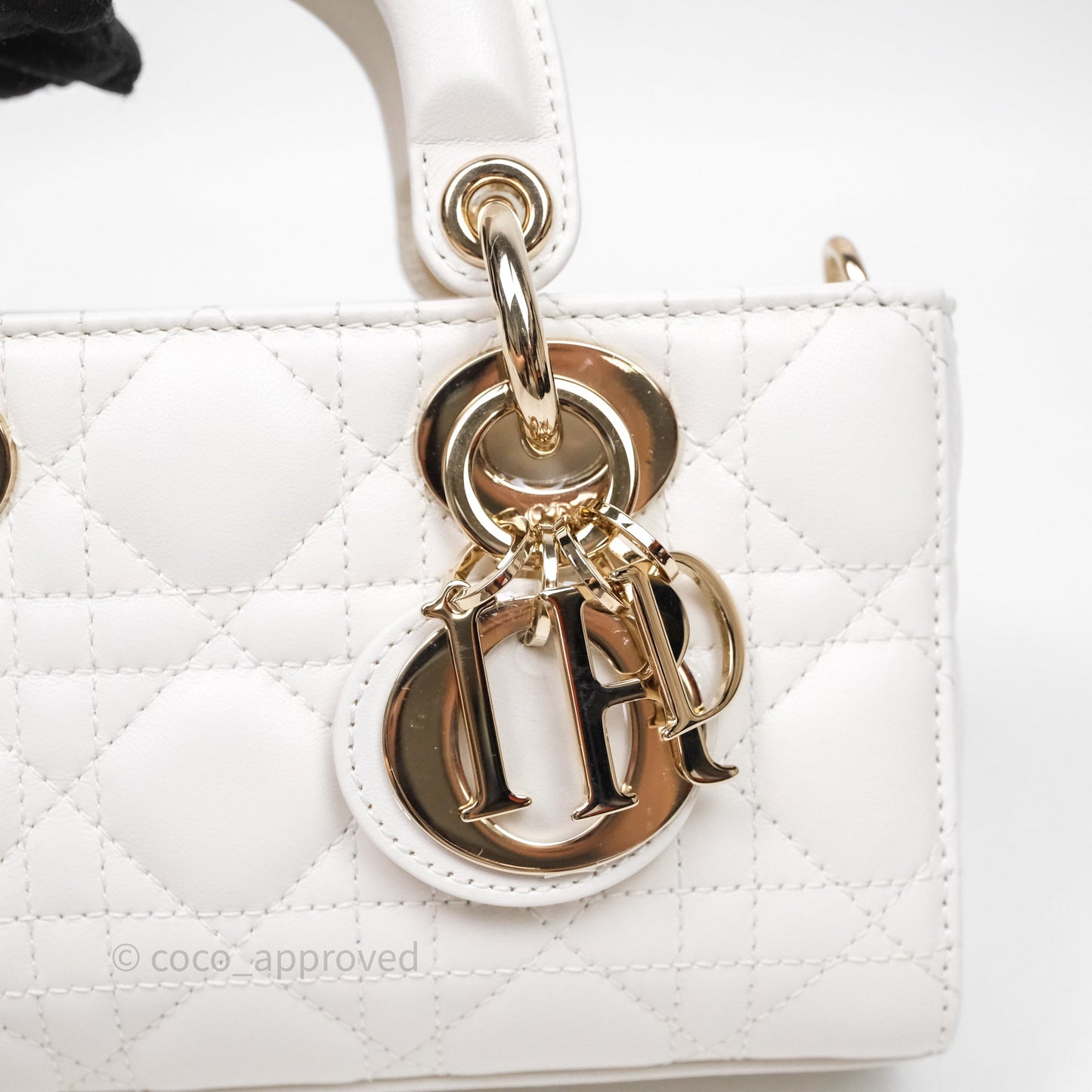 Christian Dior Mini Lady D-Joy White Light Gold Hardware